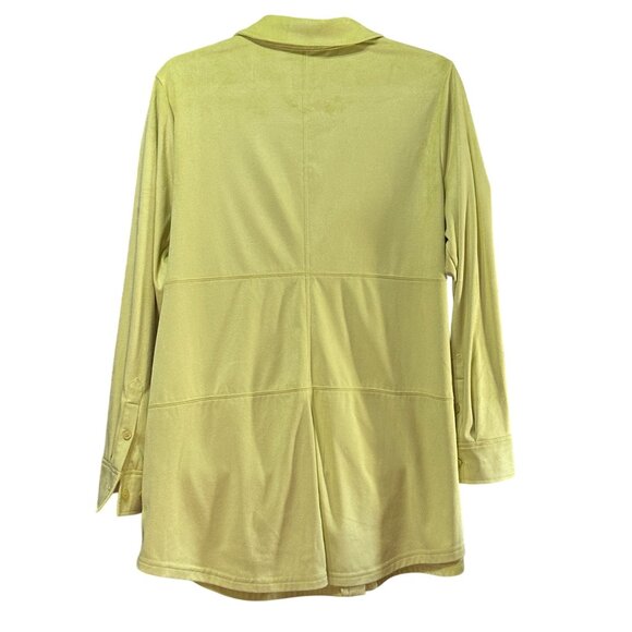Soft Surroundings sz L chartreuse green polyester sueded button front tunic top - Picture 2 of 5